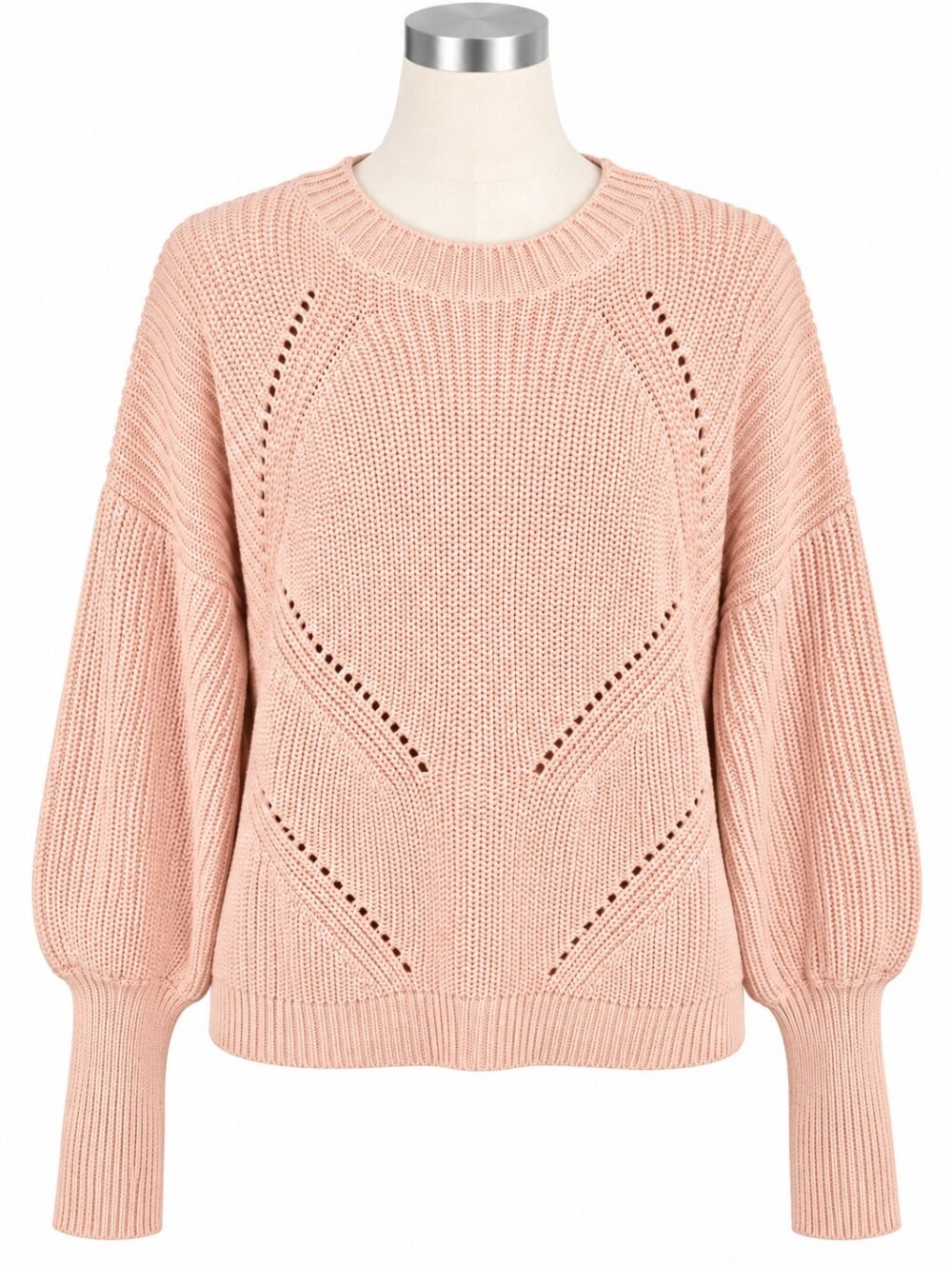 NWT Joie Landyn Pink Cotton Cashmere Knit Sweater Sz L Blouson Balloon Sleeve
